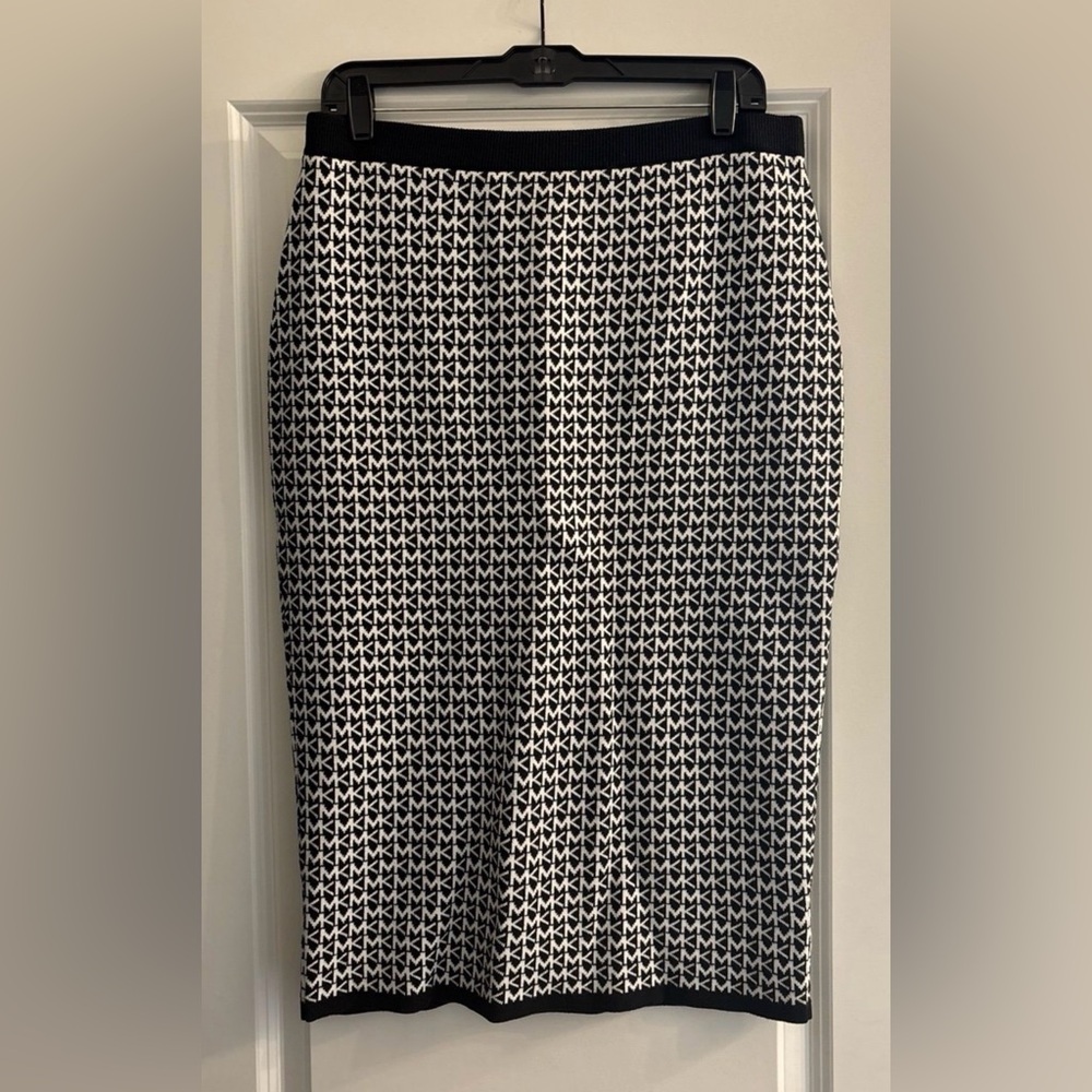 Michael Kors Monogram Black & White Pencil Skirt